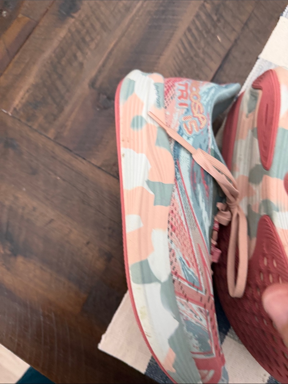 Asics Women's Light Aqua and Coral Lace-Up Running Sneakers - Picture 6 of 9